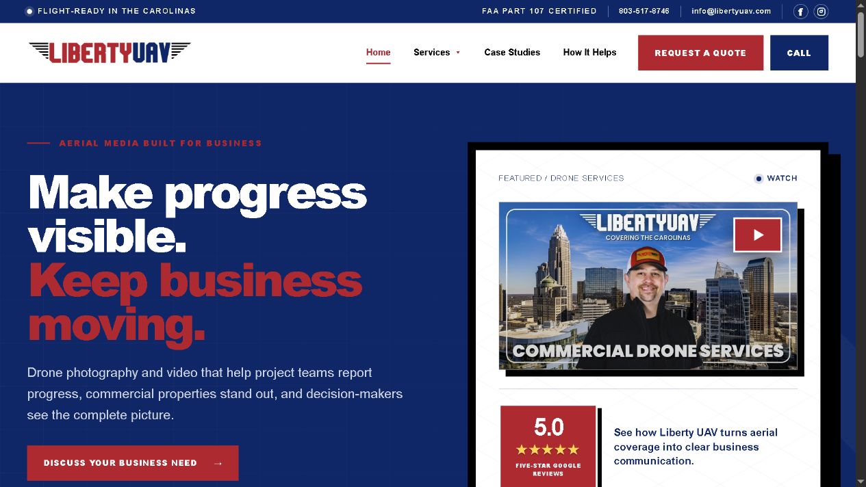Liberty UAV commercial drone services homepage